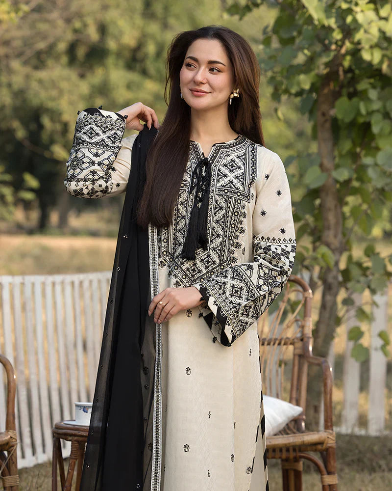 3 Piece Embroidered Dhanak Suit Unstitched | HEW-53
