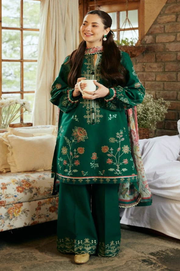3 Piece Embroidered Dhanak Suit Unstitched | HEW-61