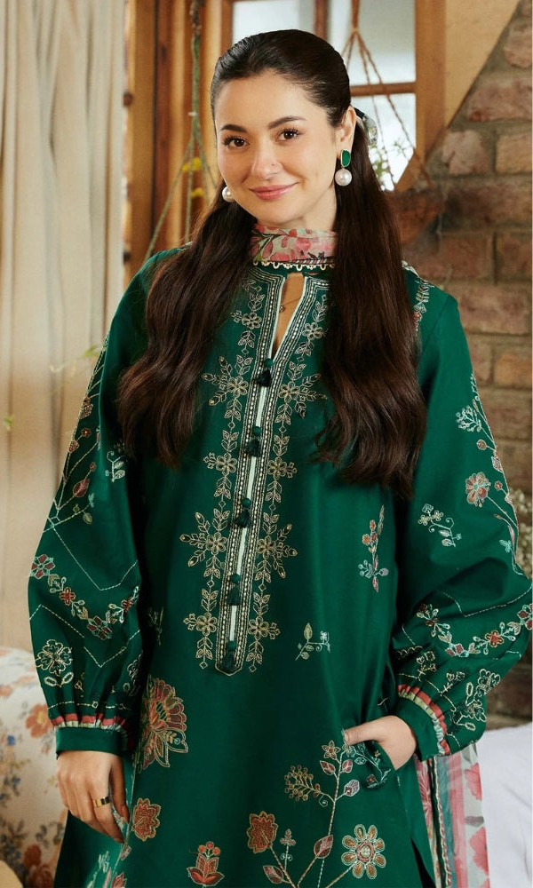 3 Piece Embroidered Dhanak Suit Unstitched | HEW-61