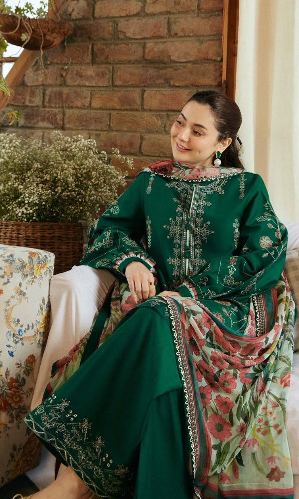 3 Piece Embroidered Dhanak Suit Unstitched | HEW-61
