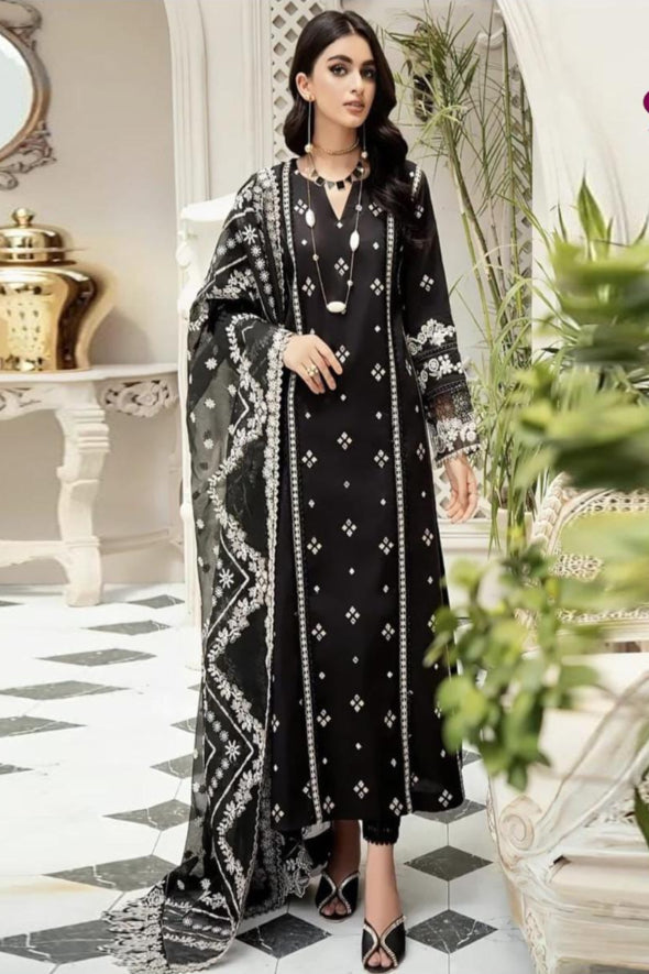 3 Piece Embroidered Dhanak Suit Unstiched | HEW-52