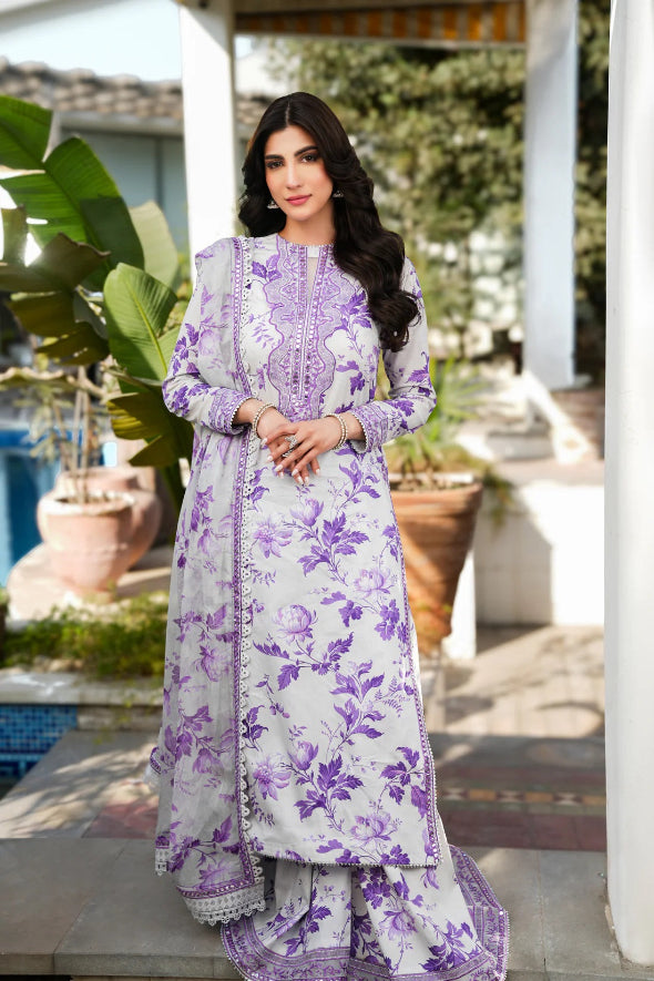 3 Piece Embroidered Linen Suit Unstitched | HEW-32