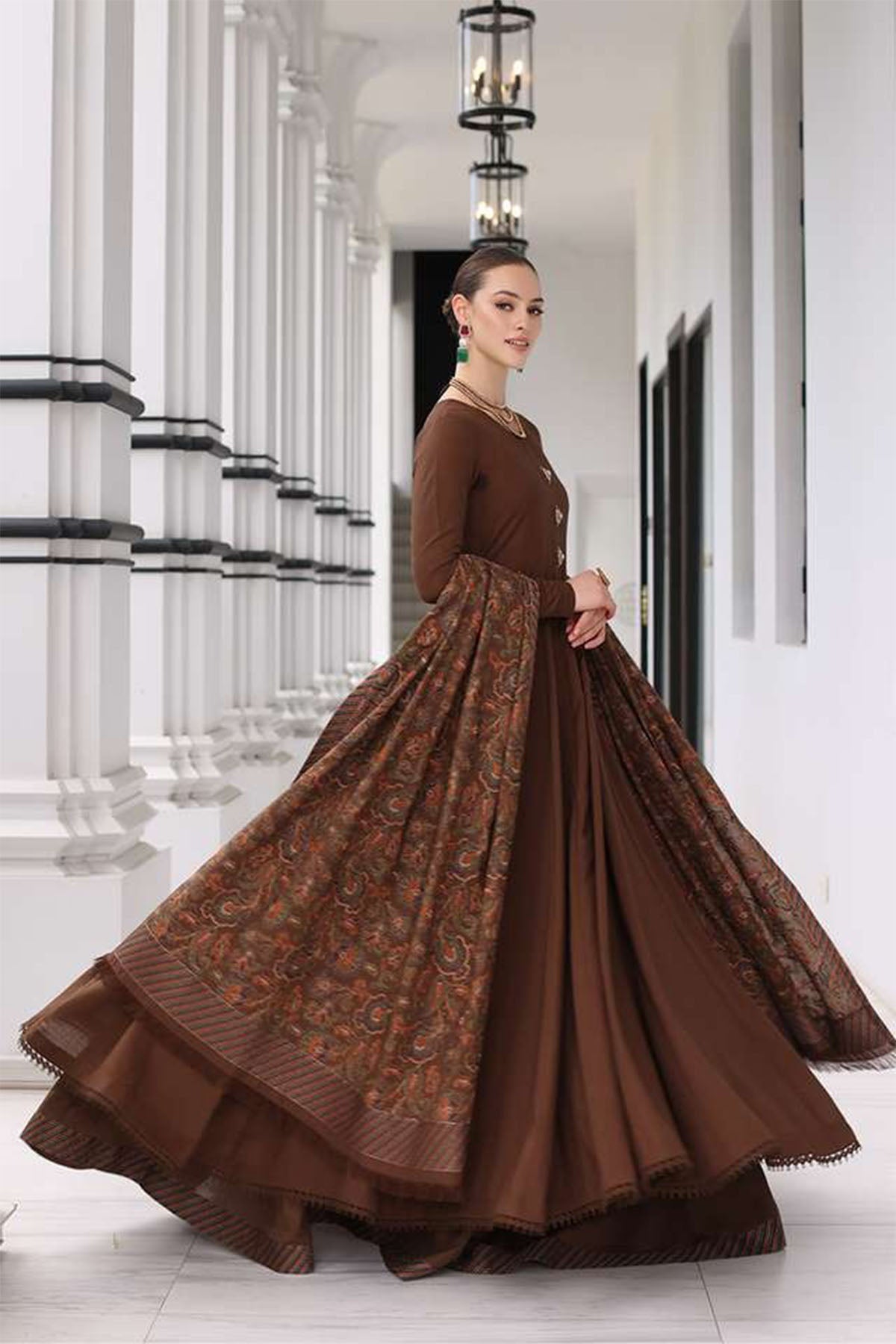 3 Piece Embroidered Dhanak Suit Unstitched | HEW-26
