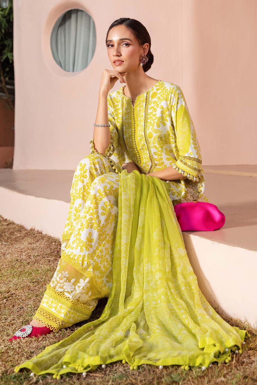 Yellow-3 Piece Unstitched Printed Lawn Suit | MPT-2404-A