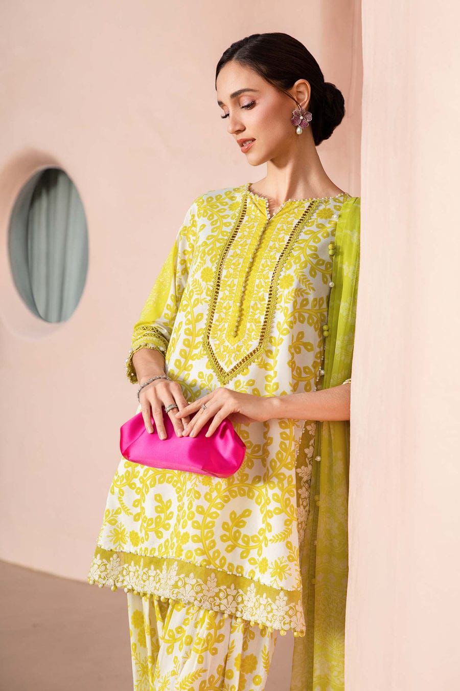 Yellow-3 Piece Unstitched Printed Lawn Suit | MPT-2404-A