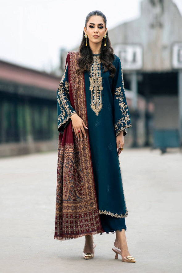 3 Piece Embroidered Dhanak Suit Unstitched | HEW-02