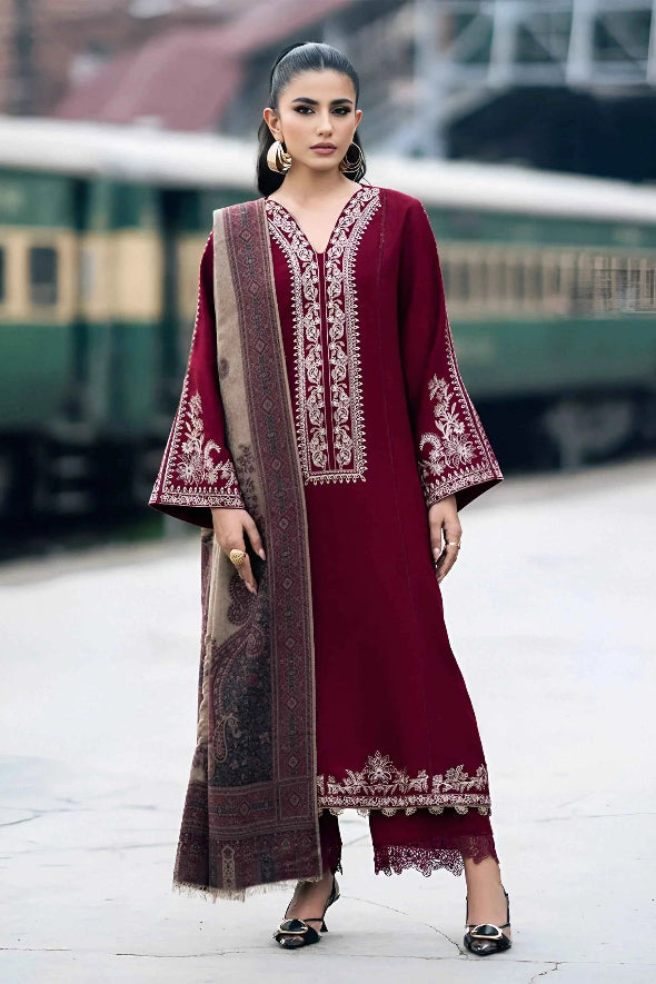 3 Piece Embroidered Dhanak Suit Unstitched | HEW-561