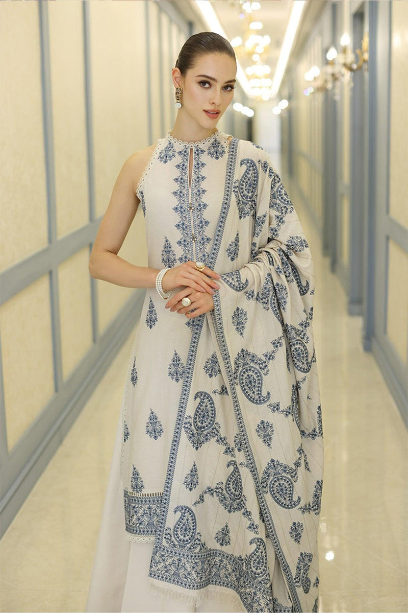 3 Piece Embroidered Dhanak Suit Unstitched | HEW-24