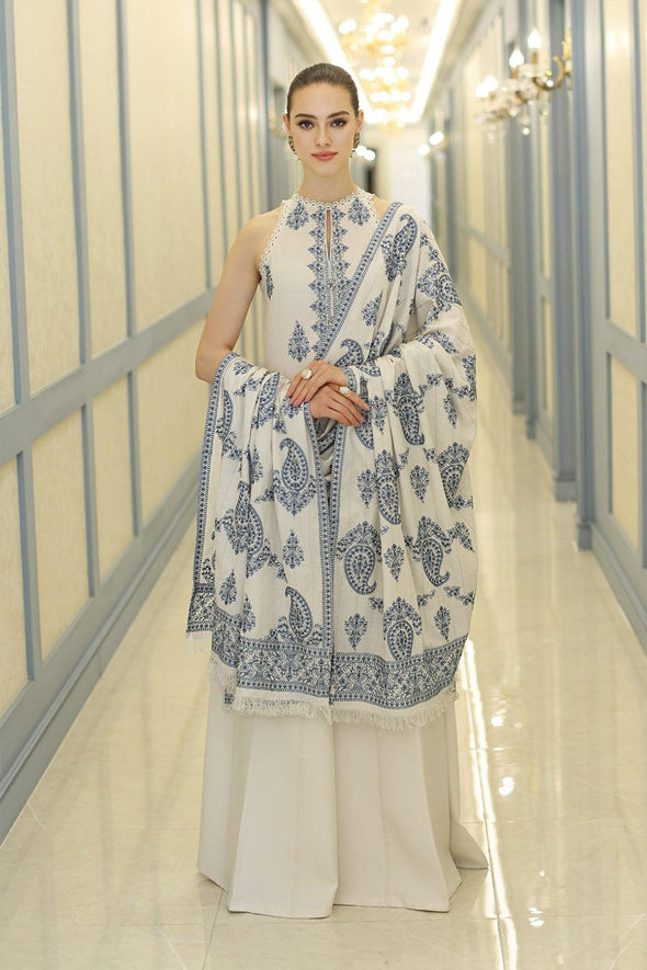 3 Piece Embroidered Dhanak Suit Unstitched | HEW-24