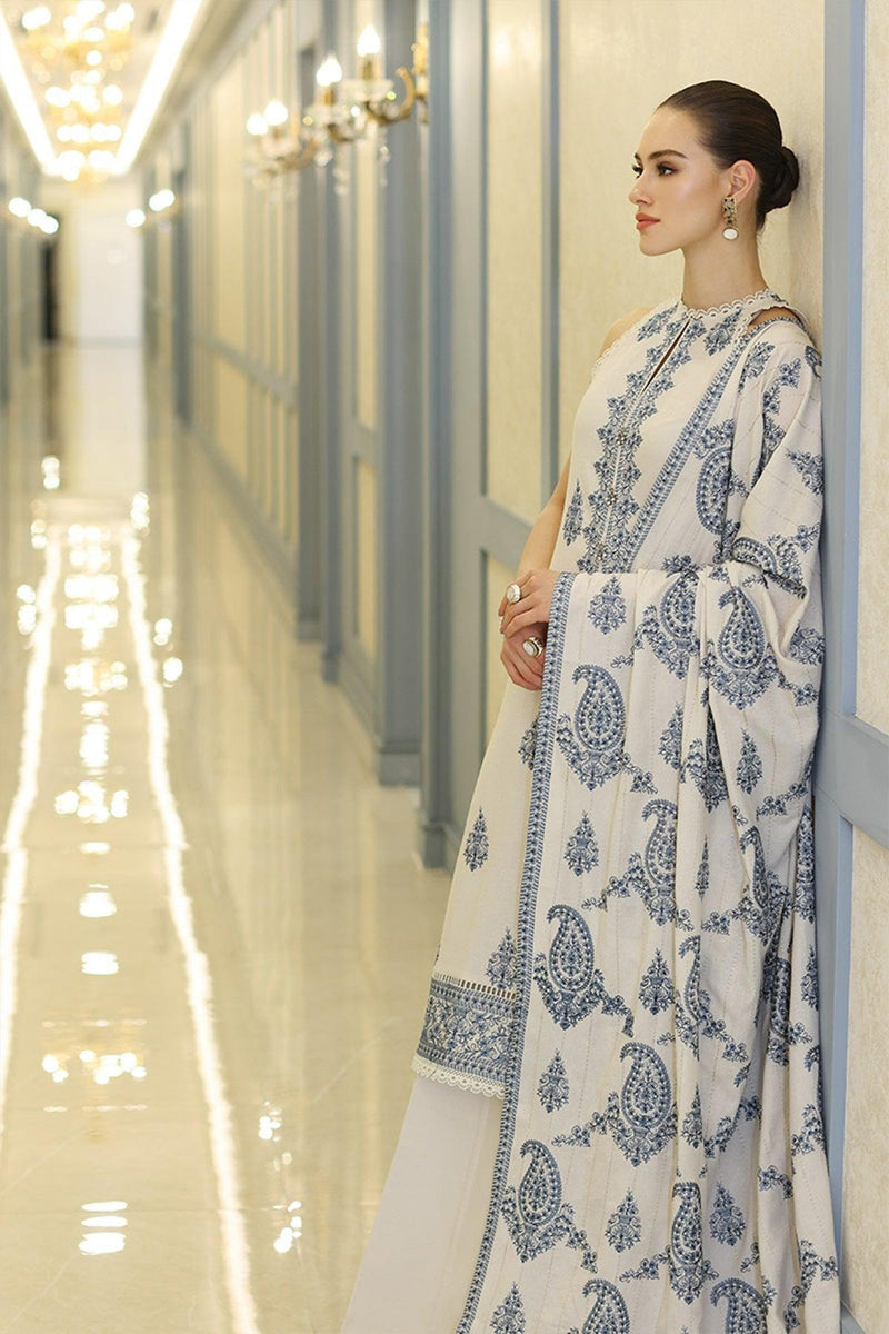 3 Piece Embroidered Dhanak Suit Unstitched | HEW-24