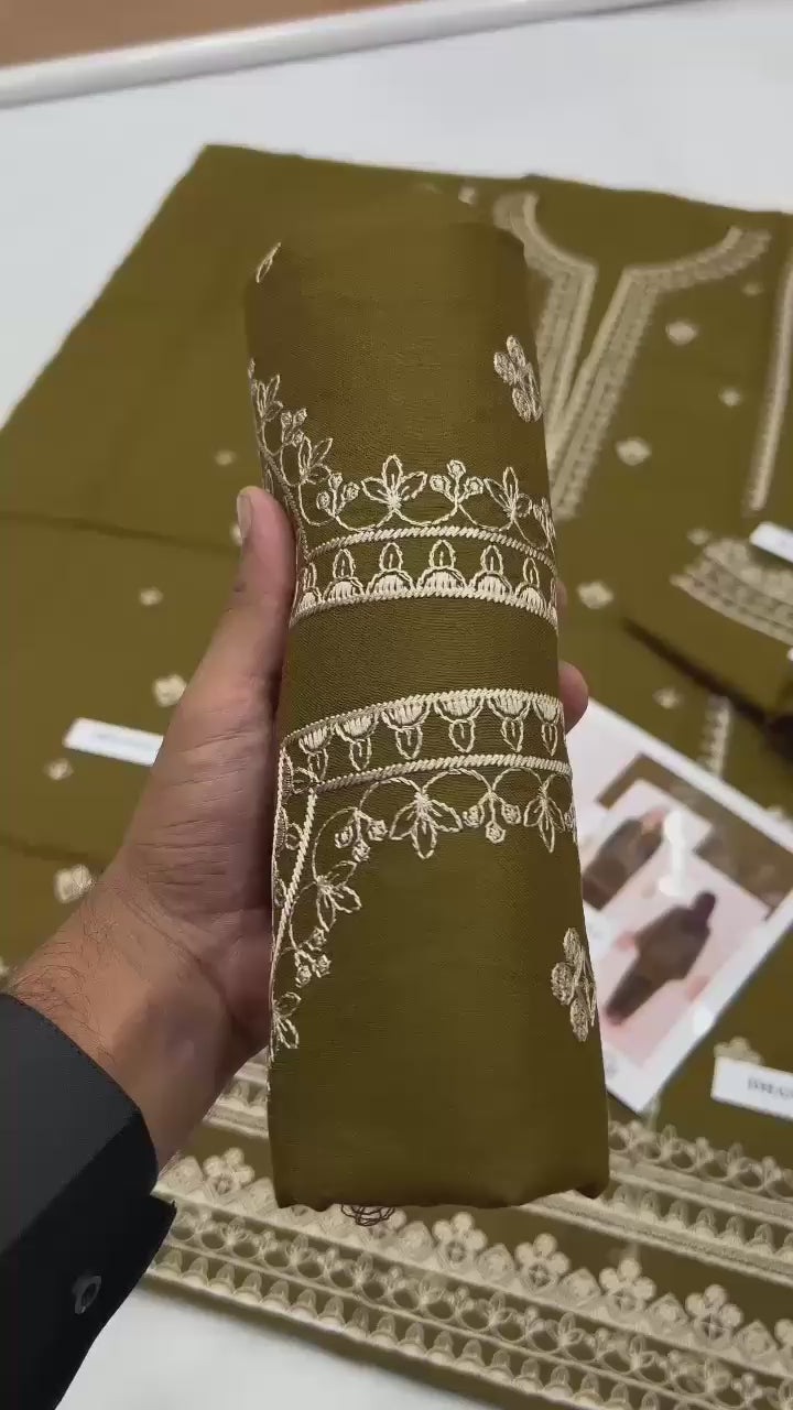 2 Piece Embroidered Dhanak Suit Unstitched | HEW-40