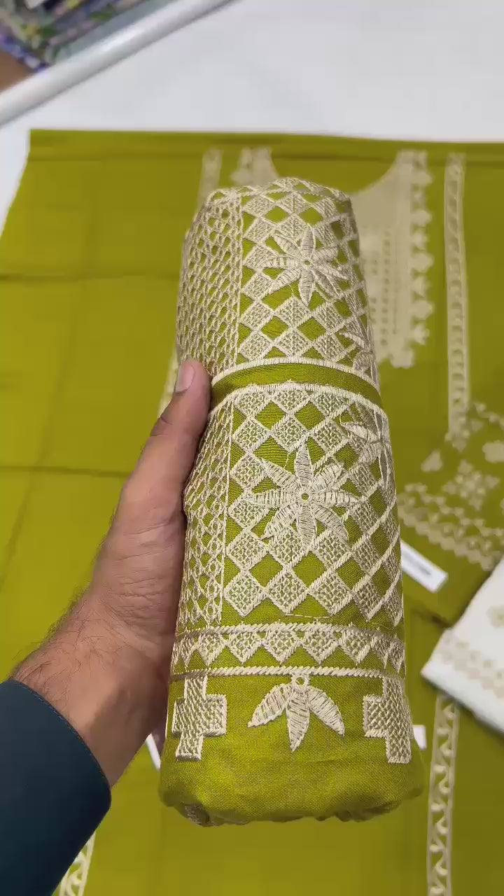 2 Piece Embroidered Dhanak Suit Unstitched | HEW-43