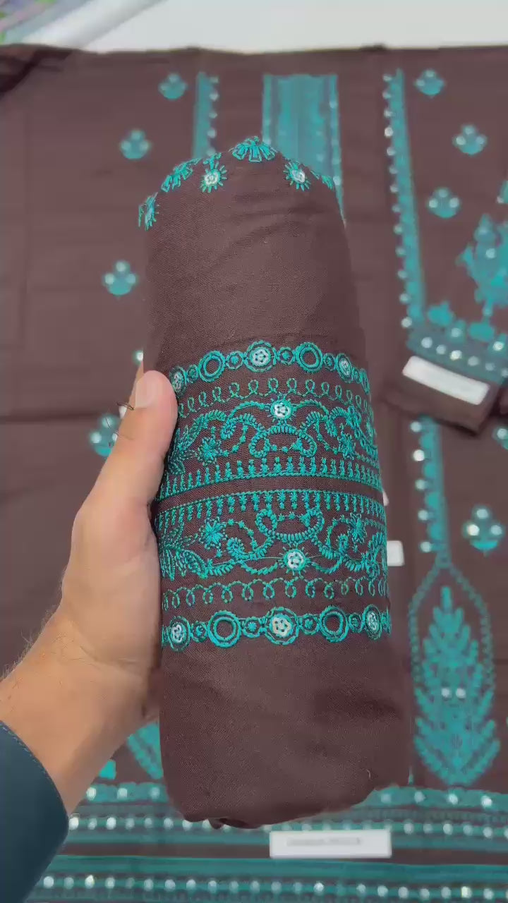 2 Piece Embroidered Dhanak Suit Unstitched | HEW-44