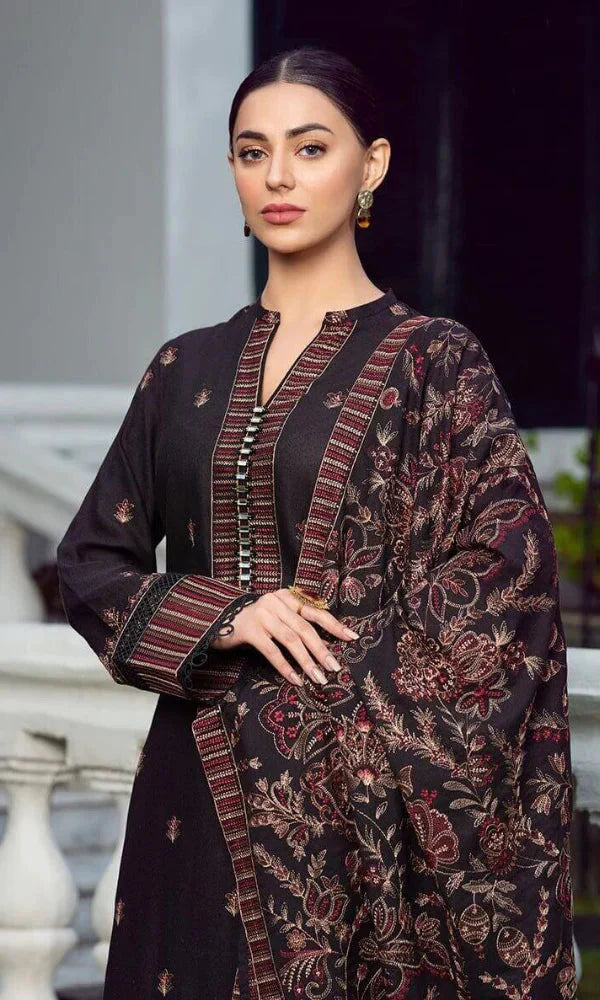 3 Piece Embroidered Dhanak Suit Unstitched | HEW-20