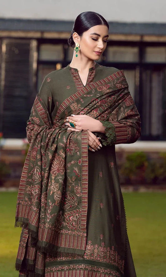 3 Piece Embroidered Dhanak Suit Unstitched | HEW-21