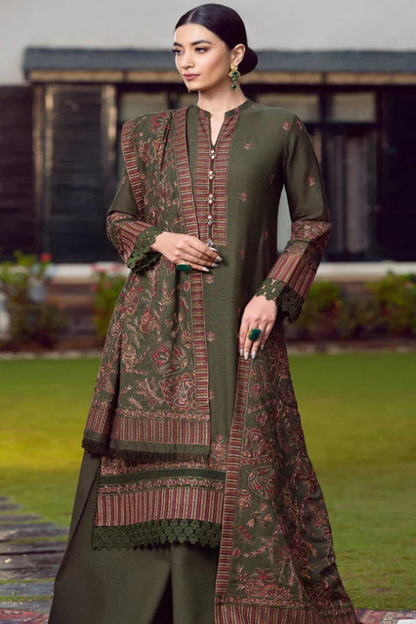3 Piece Embroidered Dhanak Suit Unstitched | HEW-21
